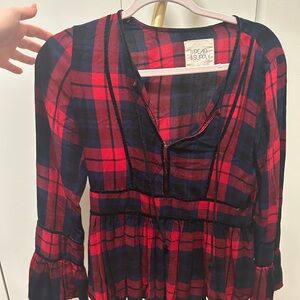 Thread & Supply Women's Red Plaid Top